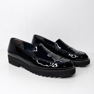 Paul Green Jojo Black Patent Loafers Lug Sole Size 7.5